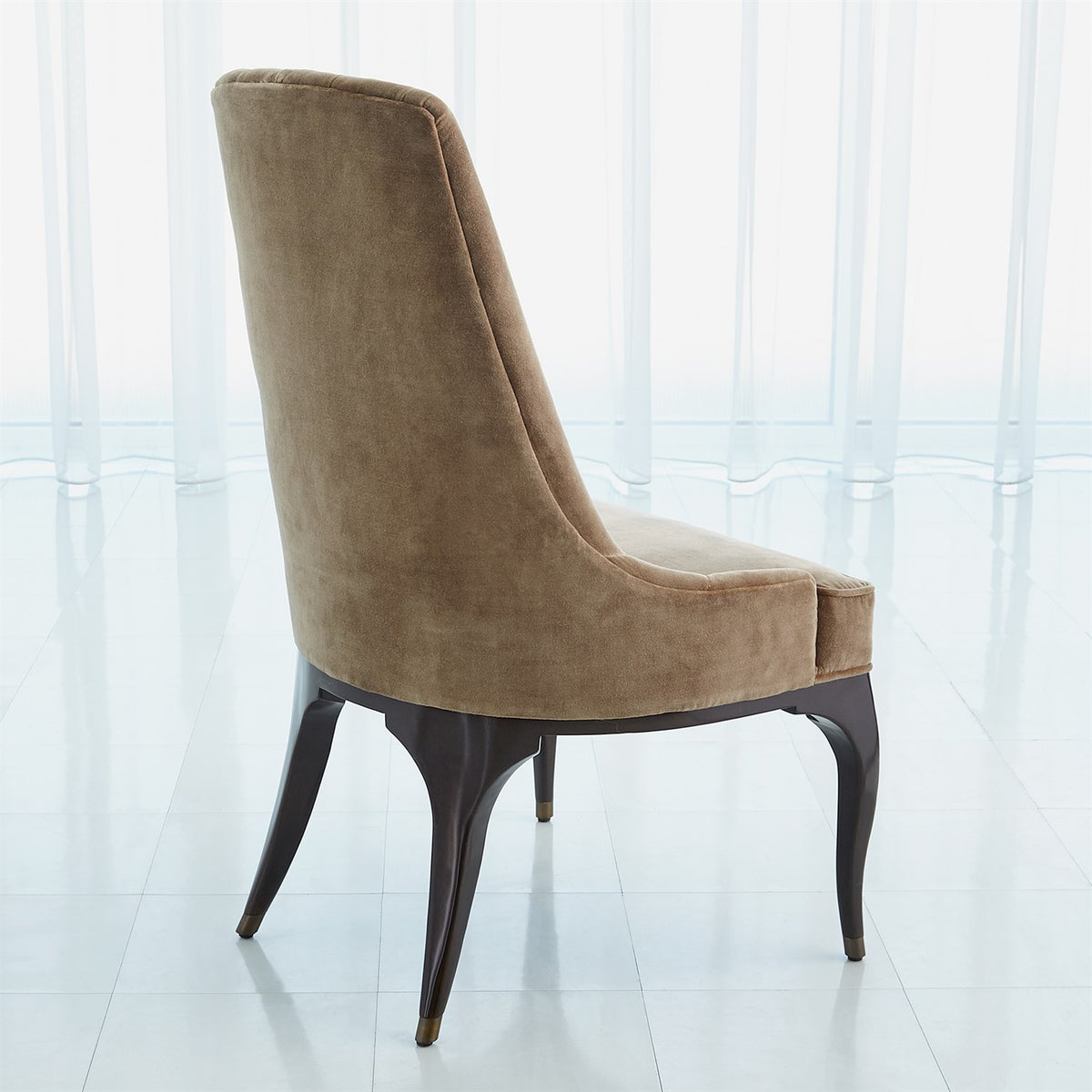 Channel Tufted Formal Mushroom Velvet Dining Chair