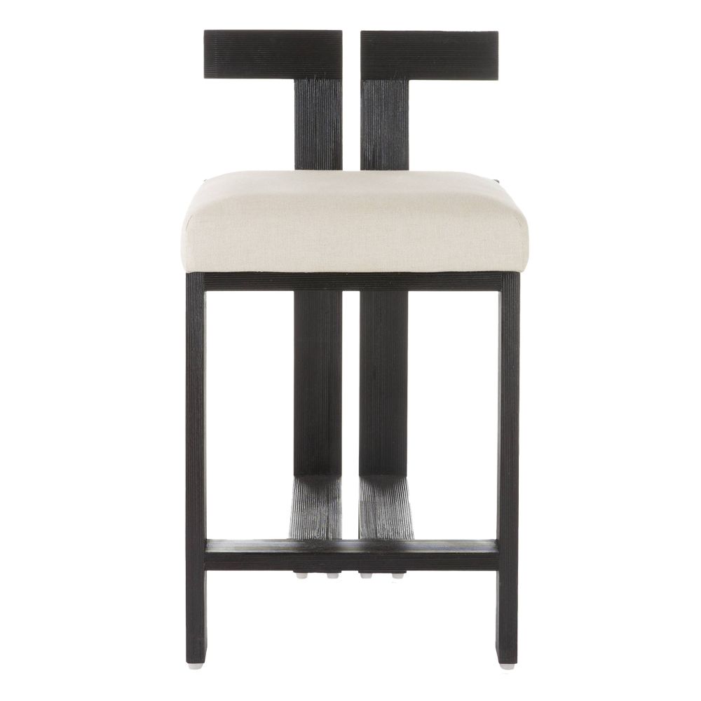 Enola Natural Linen &  Black Wood Counter Stool