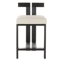 Enola Natural Linen &  Black Wood Counter Stool