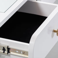 Hollywood 56" White Desk with LED Panel Vanity Mirror (2 Sizes Available)