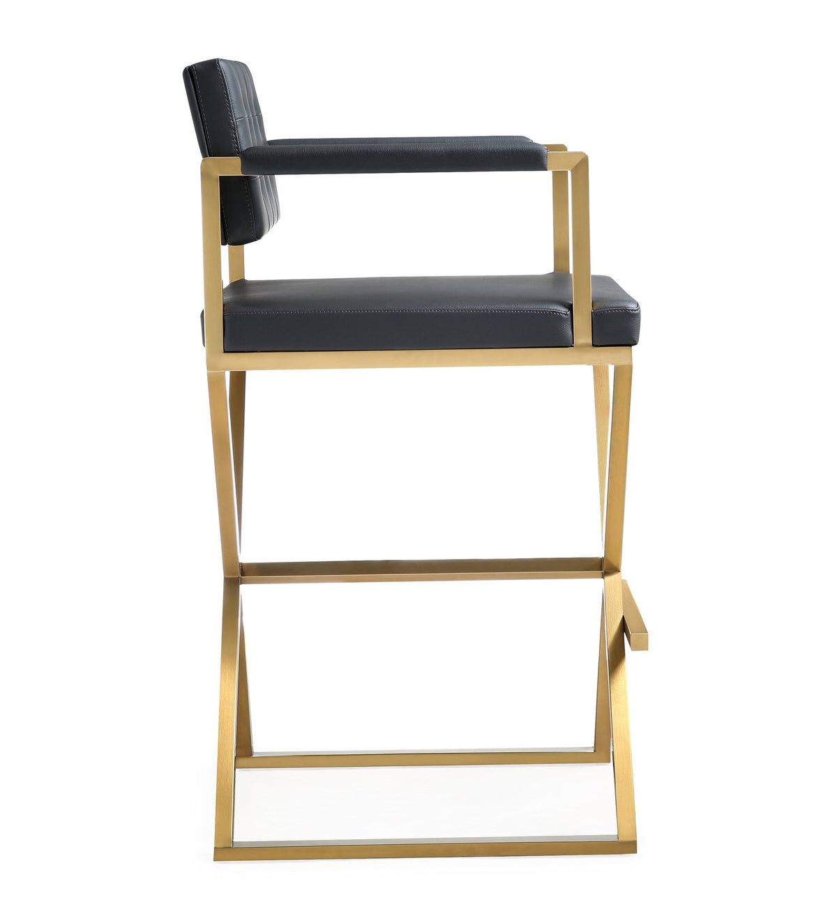 Lila Black Faux Leather Gold Steel Barstool - Luxury Living Collection
