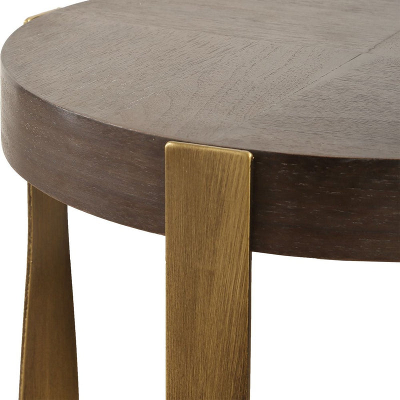 Olivia Walnut & Gold Accent Table