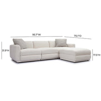 Arabella 95.7" Cream Chenille Modular Sectional