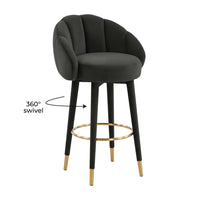 Morant Performance Black Velvet Swivel Bar Stool - Luxury Living Collection