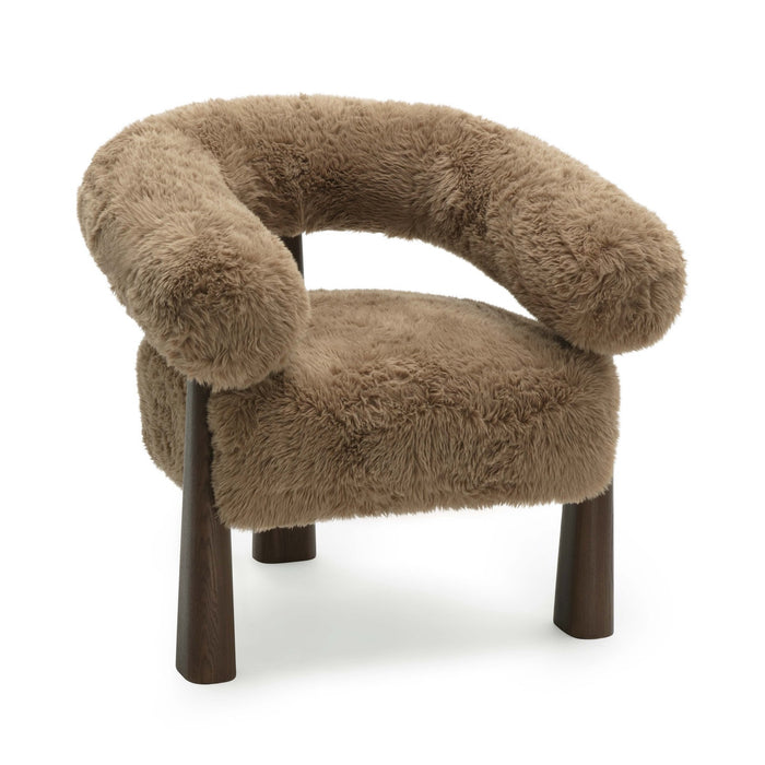 Spara Taupe Straight Vegan Shearling Accent Chair