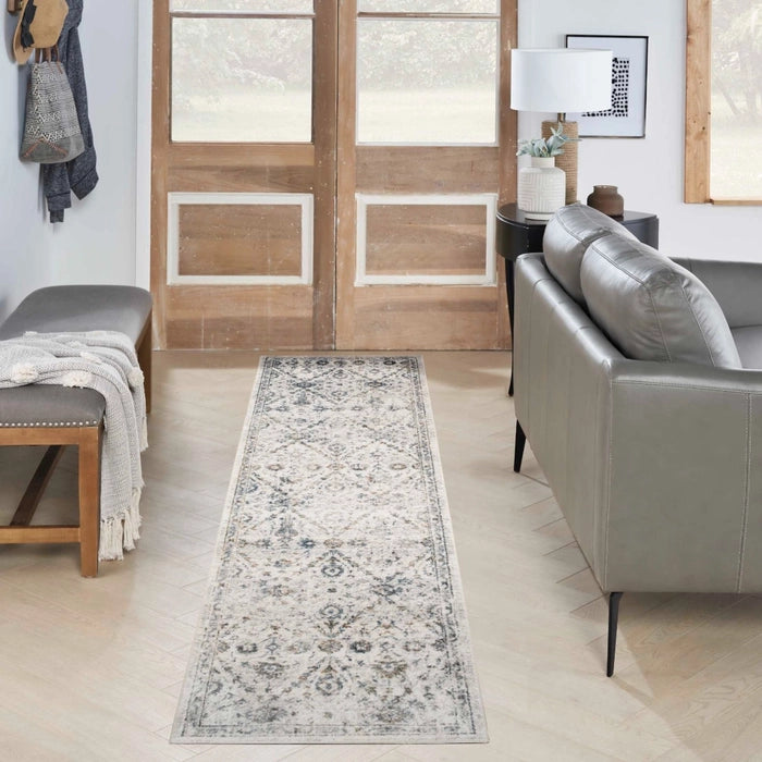 Pheobe Ivory & Blue Washable Area Rug