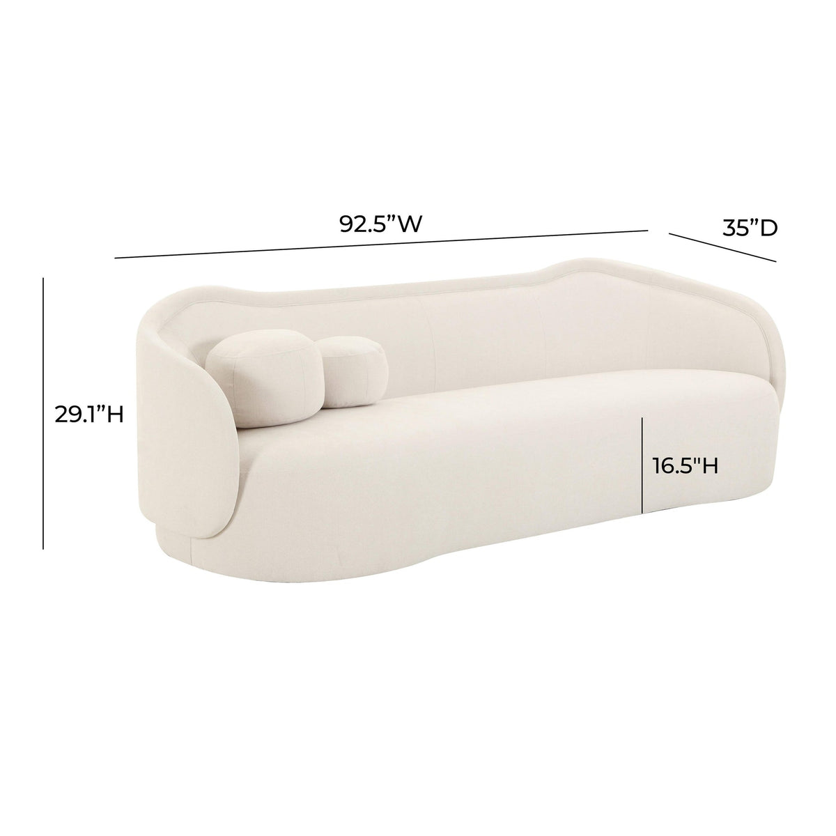Libby 92.5" Plush Cream Performance Velvet Sofa
