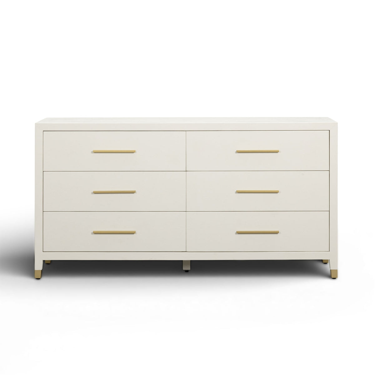 Dorite 62" Cream Faux Shagreen 6-Drawer Dresser
