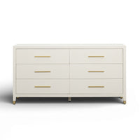 Dorite 62" Cream Faux Shagreen 6-Drawer Dresser