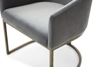 Calais Modern Grey Velvet & Brass Dining Chair
