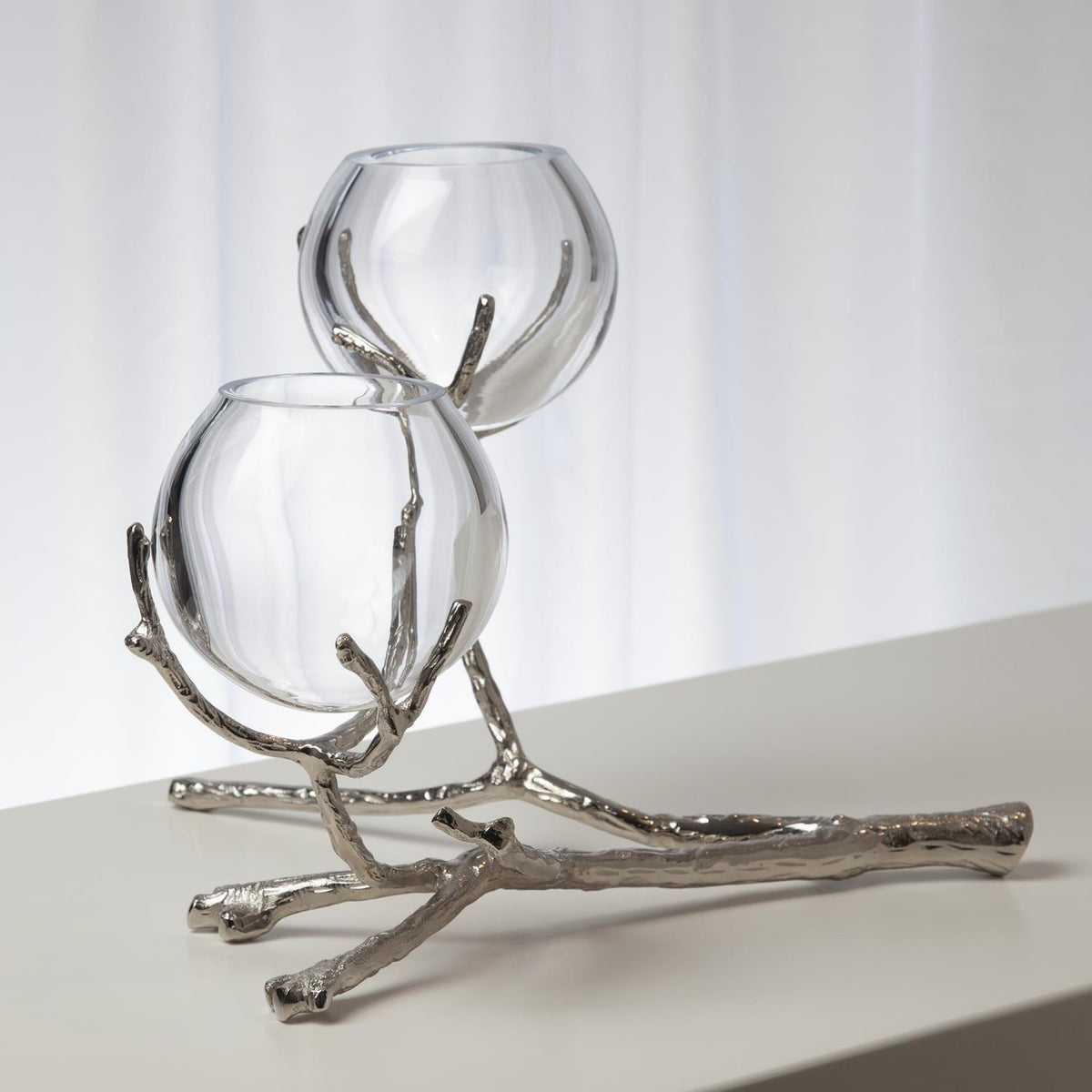 Twig 2 Vase Nickel Holder