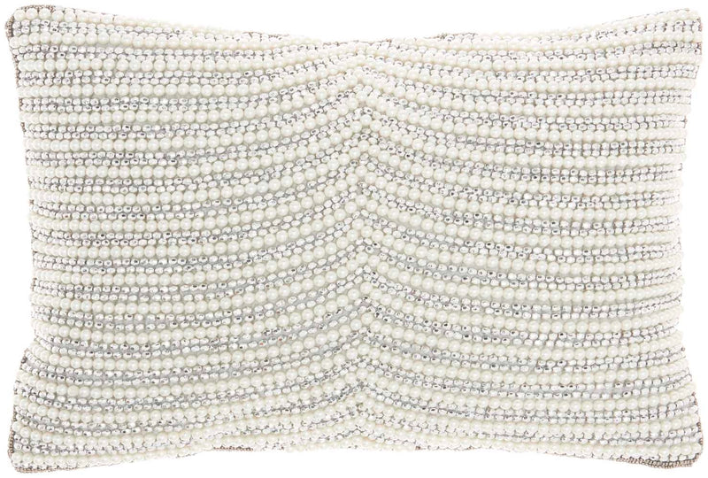 Effie Ivory Silver Bead & Pearl Throw Pillow (2 Sizes Available)