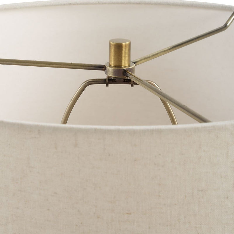 Braye Stacked Travertine & Gold Table Lamp