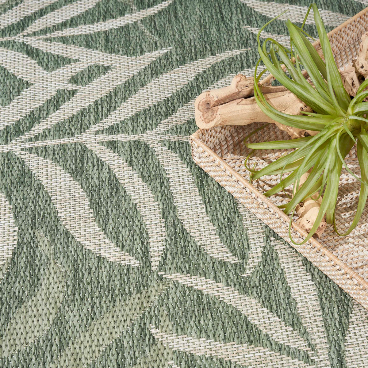 Annaleisa Indoor/Outdoor Green & Ivory Area Rug - Elegance Collection