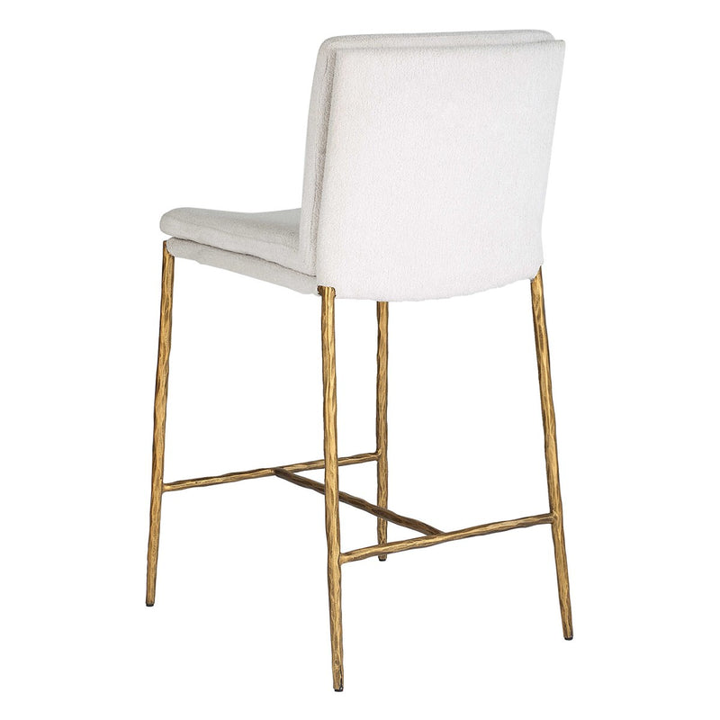 Chase White Boucle & Gold Counter Stool