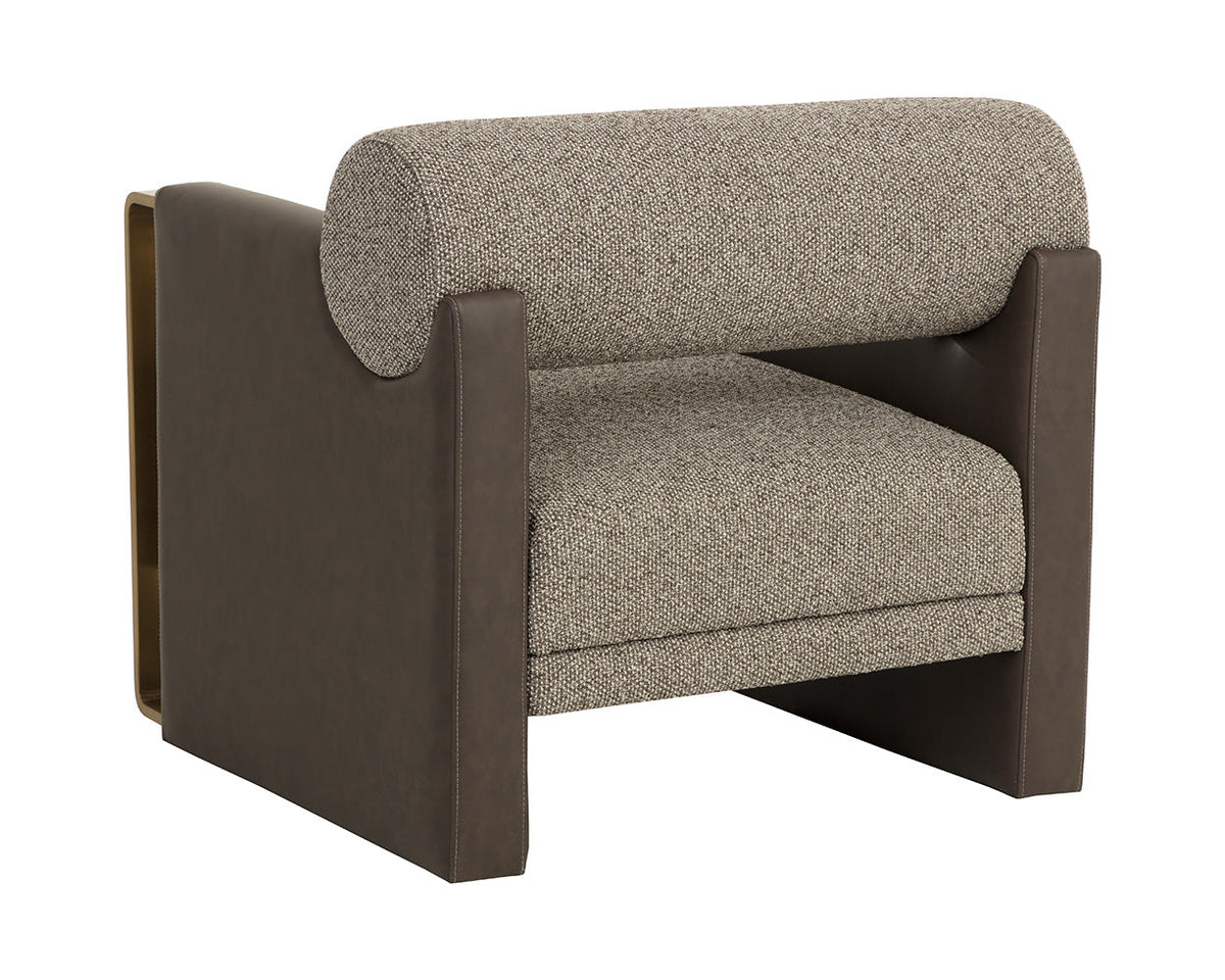 Edgar Earth Fabric, Espresso Faux Leather & Gold Accent Chair