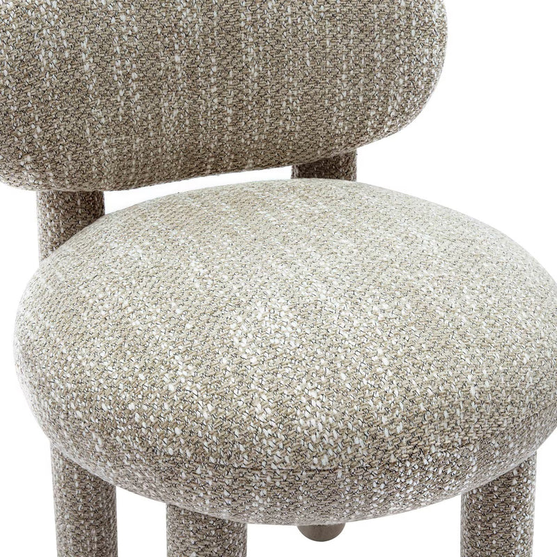 Manu Beige Nubby Performance Fabric Dining Chair