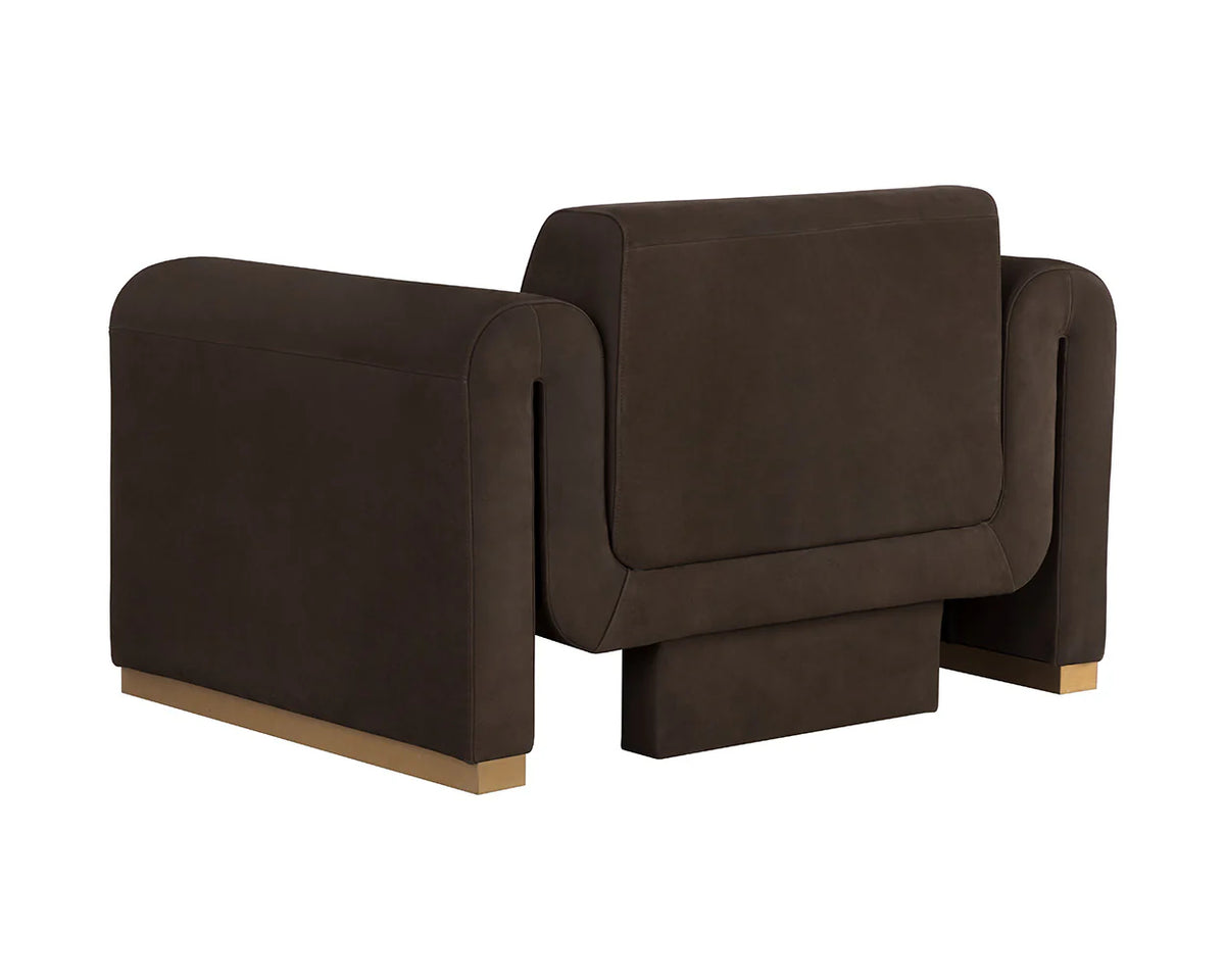 Romer Cocoa Leather & Gold Accent Chair