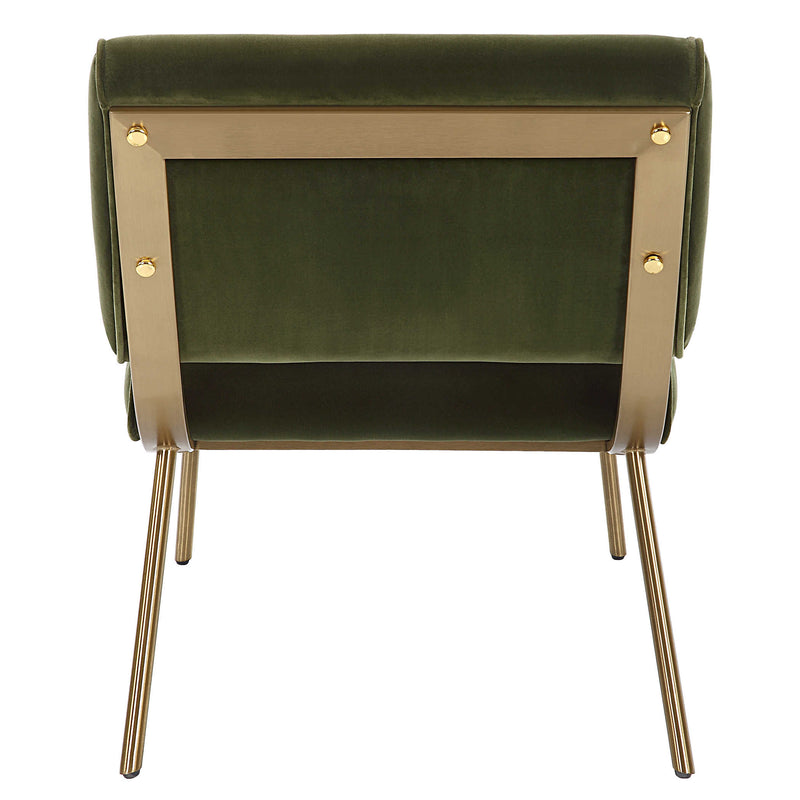 Loly Green Velvet & Gold Accent Chair