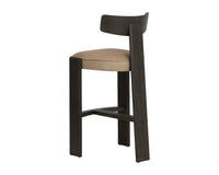 Horton Dark Brown Oak & Sahara Sand Leather Bar Stool