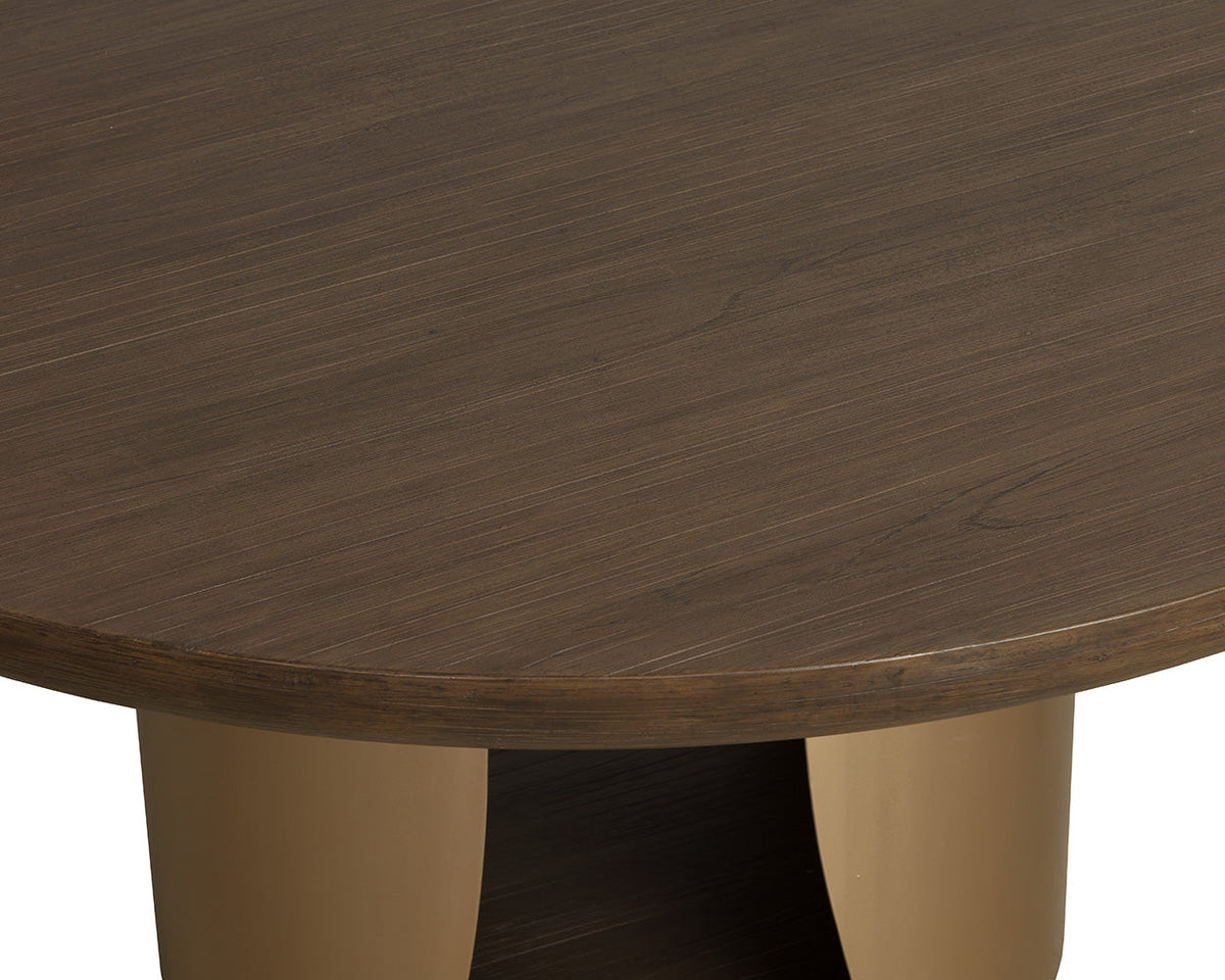 Sultana 59" Dark Oak Concrete & Brushed Brass Round Dining Table - Indoor/Outdoor