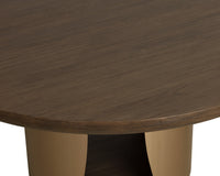 Sultana 59" Dark Oak Concrete & Brushed Brass Round Dining Table - Indoor/Outdoor