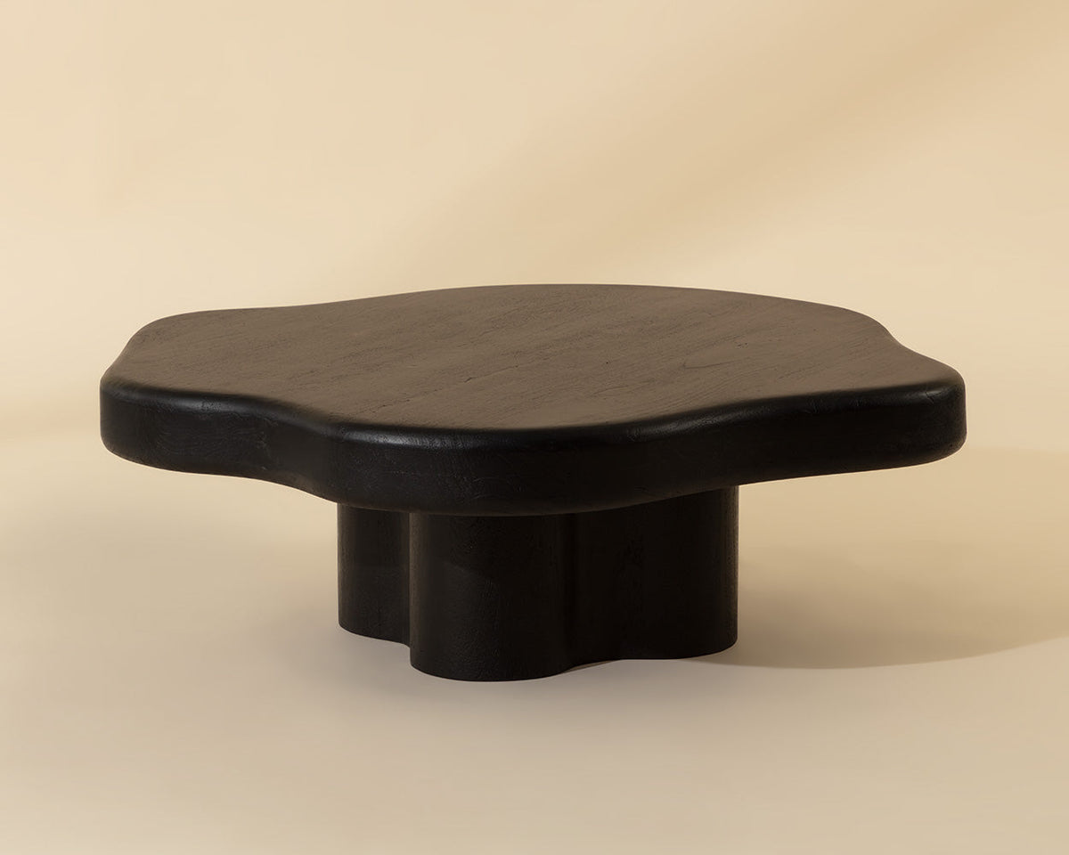 Bellona 43" Black Solid Acacia Wood Coffee Table