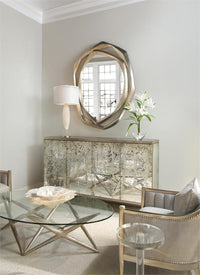 Waterfall Silver Glazed Linen Chair with Moonstone Arm Caps