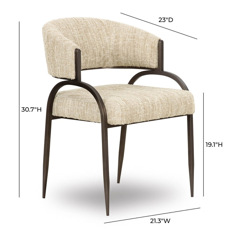 Geovanna Cream Textured Performance Boucle Dining Chair