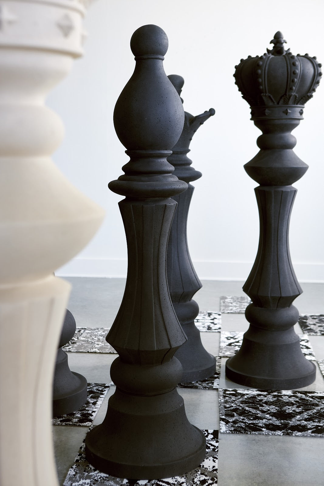 Chess Black Pawn Cast Stone Sculpture (Indoor or Outdoor)