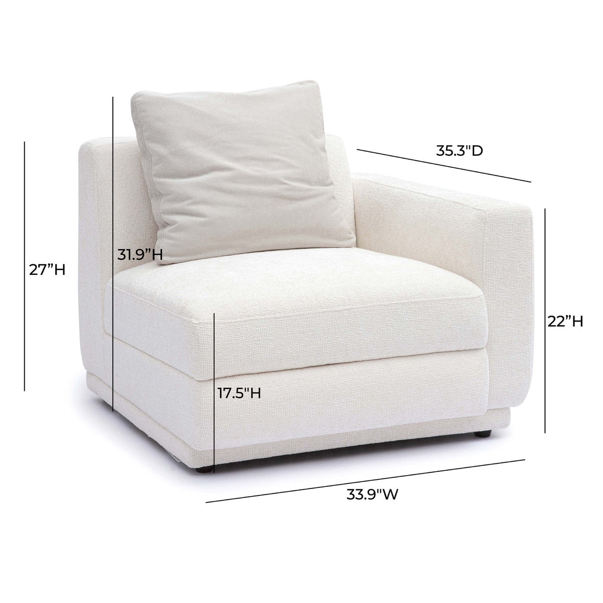 Arabella Cream Chenille Modular RAF Corner Chair