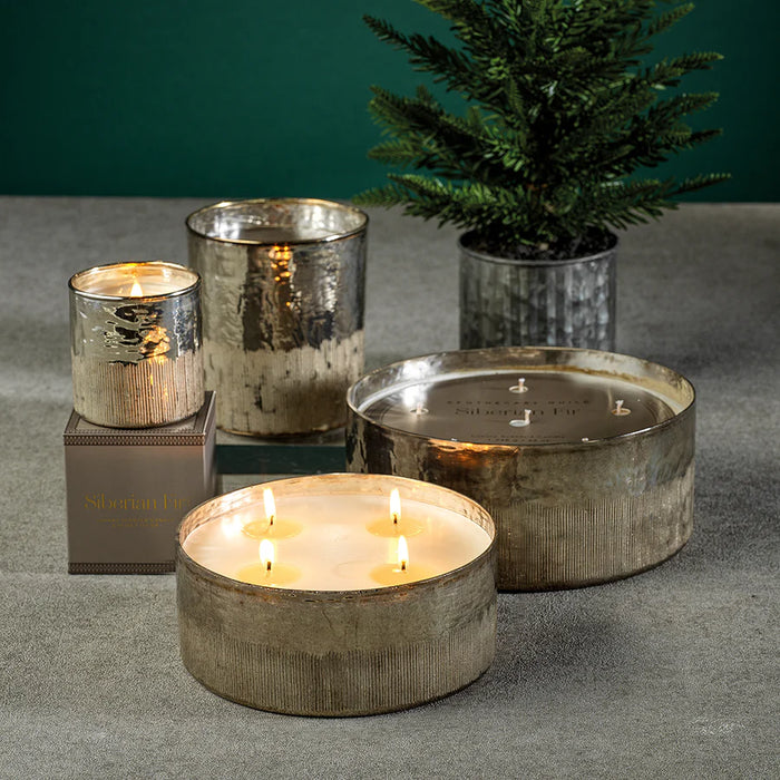Siberian Fir Silver Scented Antique Candle Jar - Six Wick (Set of 4)