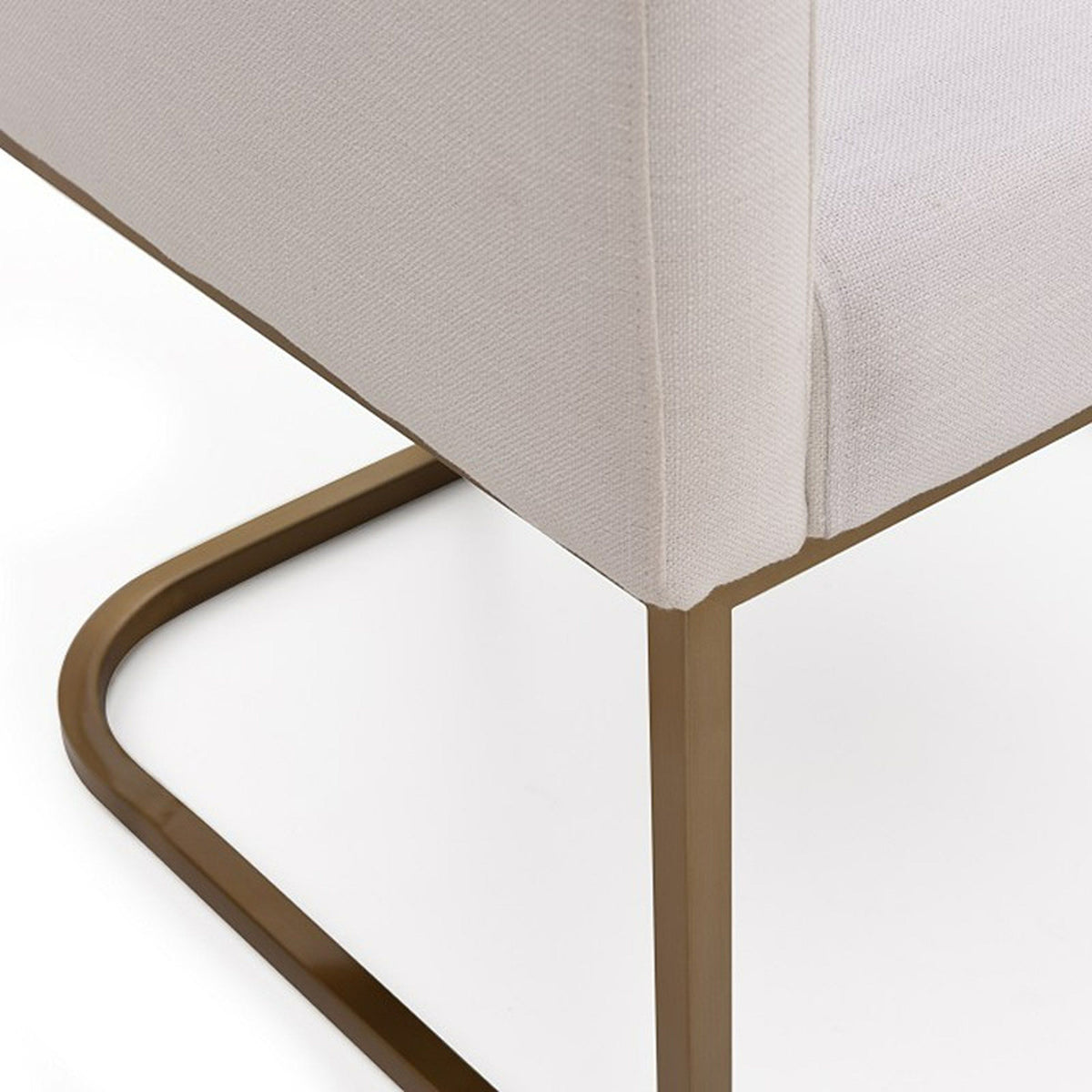 Ren Modern White Fabric & Antique Brass Dining Chair