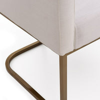 Ren Modern White Fabric & Antique Brass Dining Chair