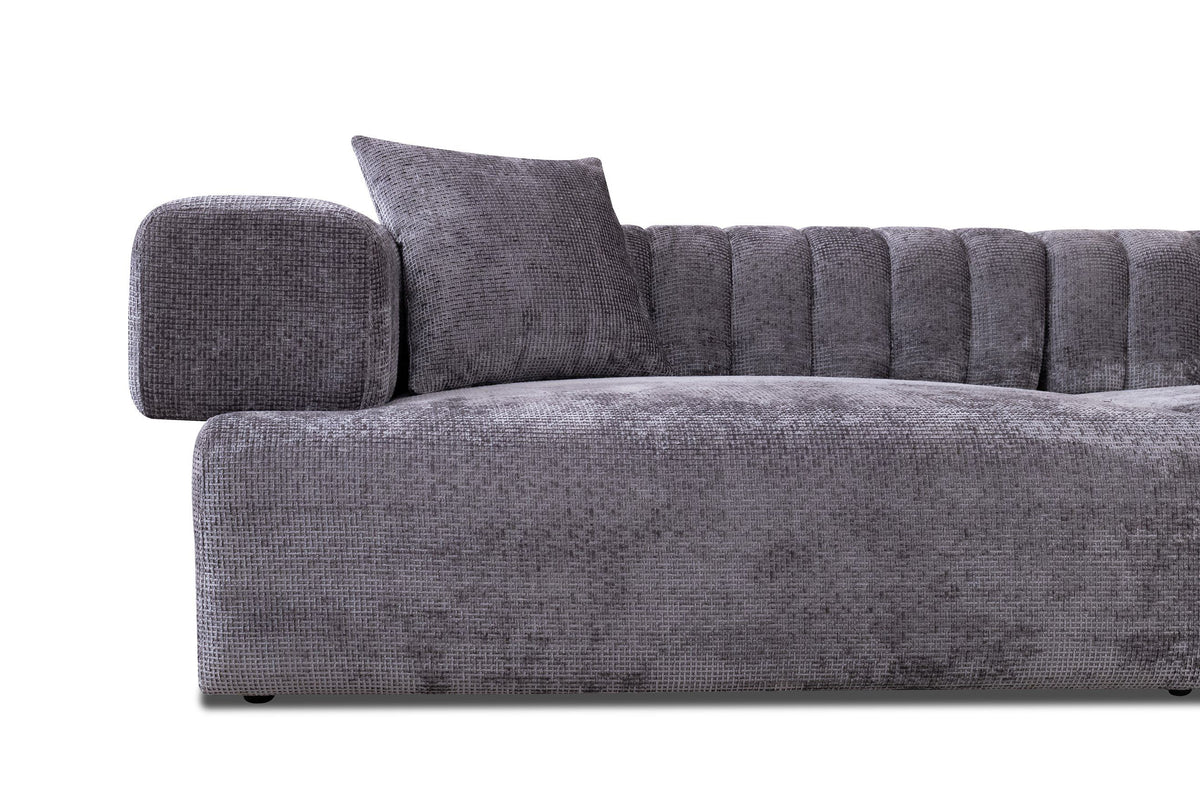 Dani 123" Modern Grey Fabric 4-Seater Sofa