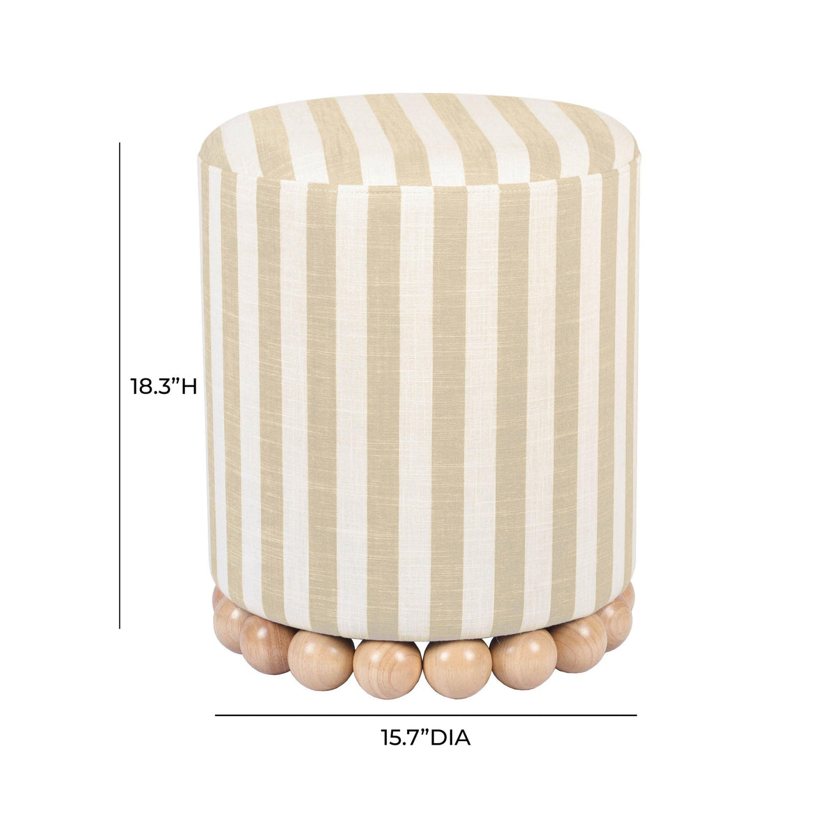 Valerie Beige Striped Linen Ottoman