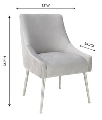 Prado Light Grey Pleated Velvet With Silver Frame Chair - Luxury Living Collection