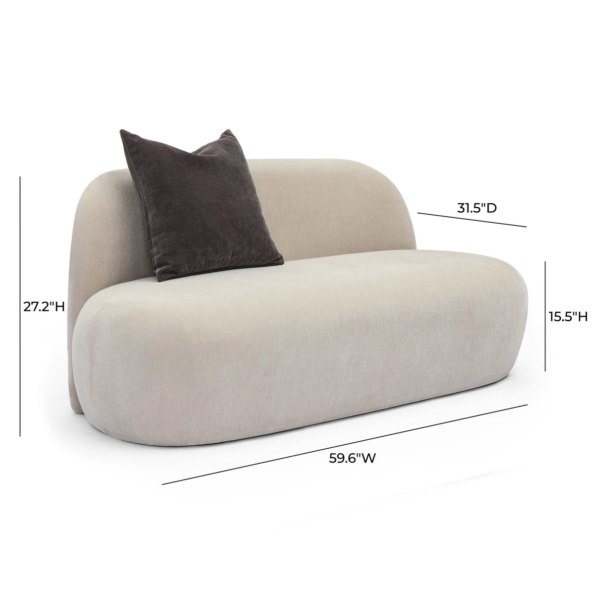 Carraway 59.6" Taupe Upcycled Chenille Loveseat