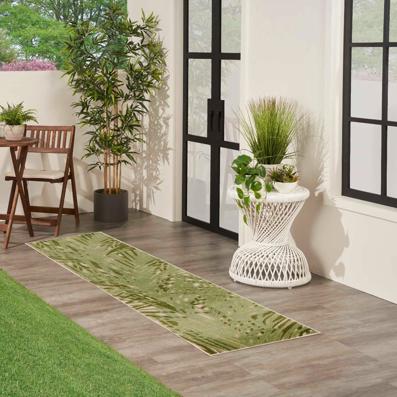 Annitra Indoor/Outdoor Ivory & Green Area Rug - Elegance Collection