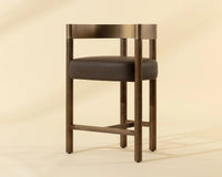 Manolo Espresso Faux Leather, Chocolate Ash & Antique Brass Counter Stool
