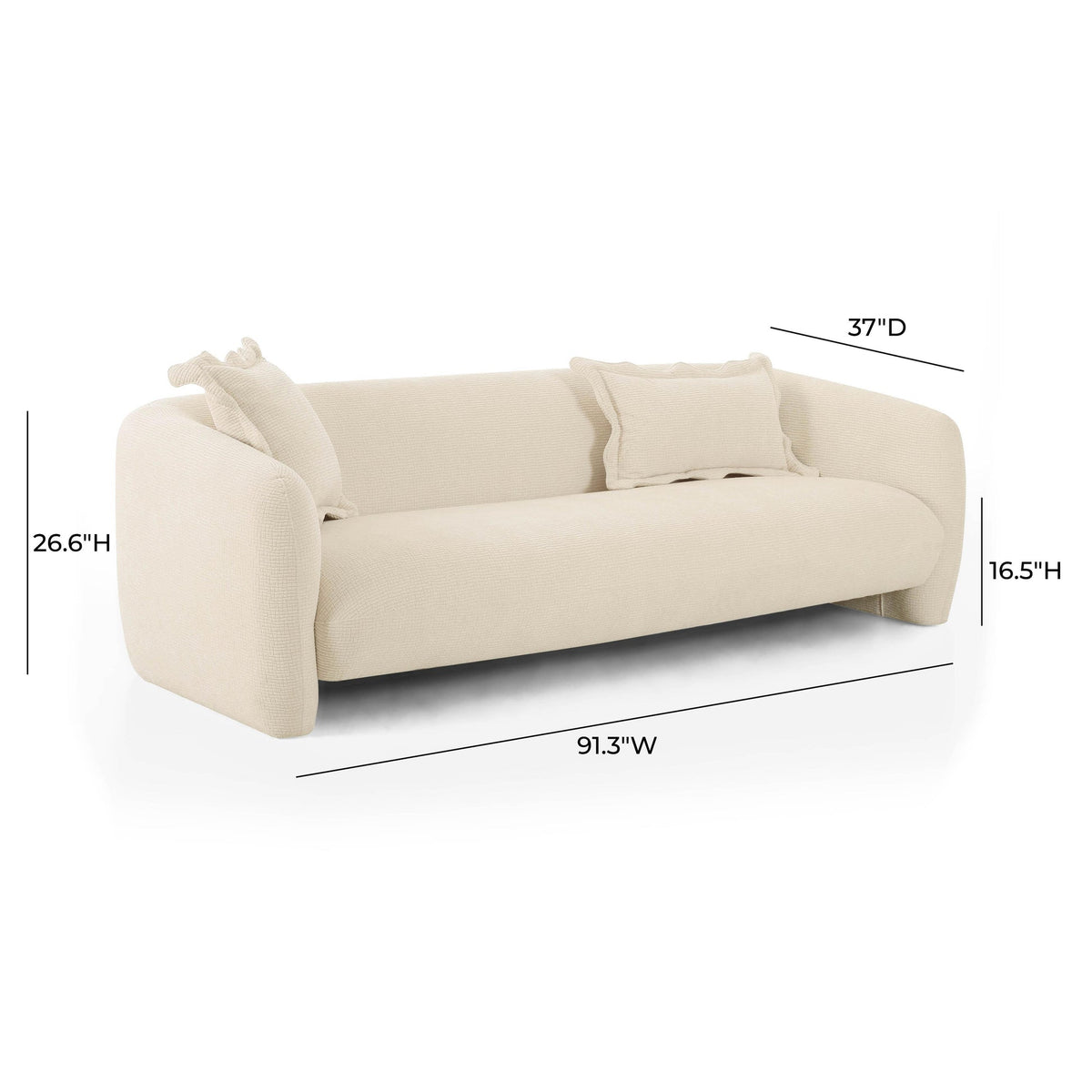 Lou 91.3” Sandstone Textured Performance Velvet Sofa