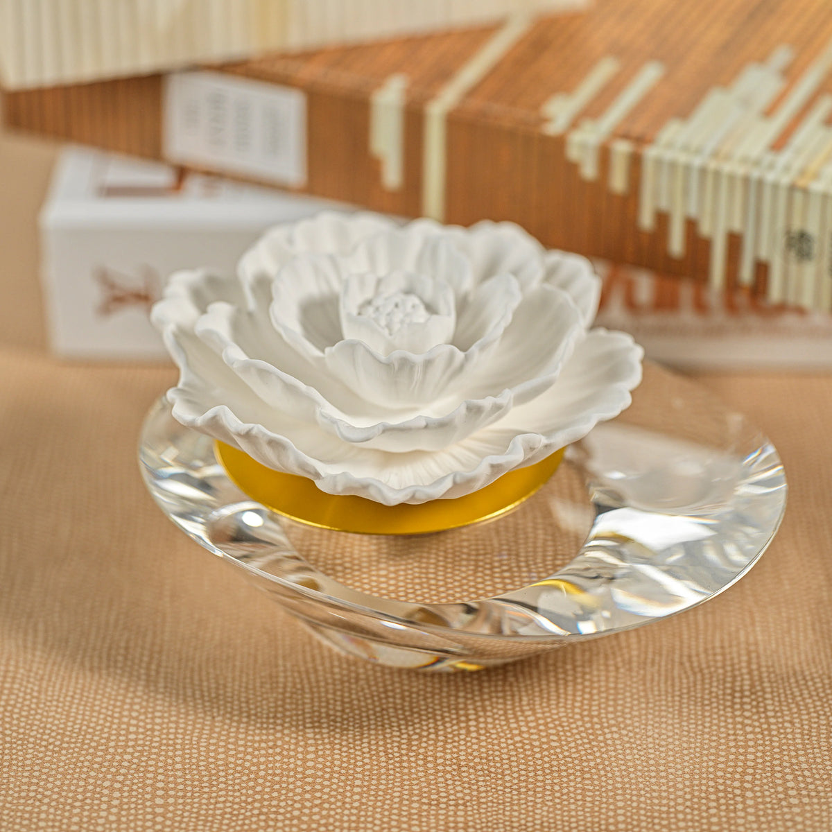 Dream Moroccan Peony Fragrance Porcelain & Crystal Diffuser (Sets of 2 & 4) - 2 Sizes Available