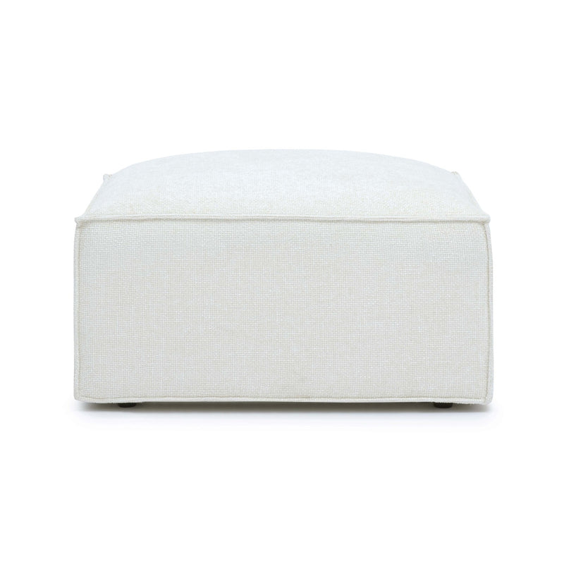 Mindy Cream Chenille Basketweave Ottoman