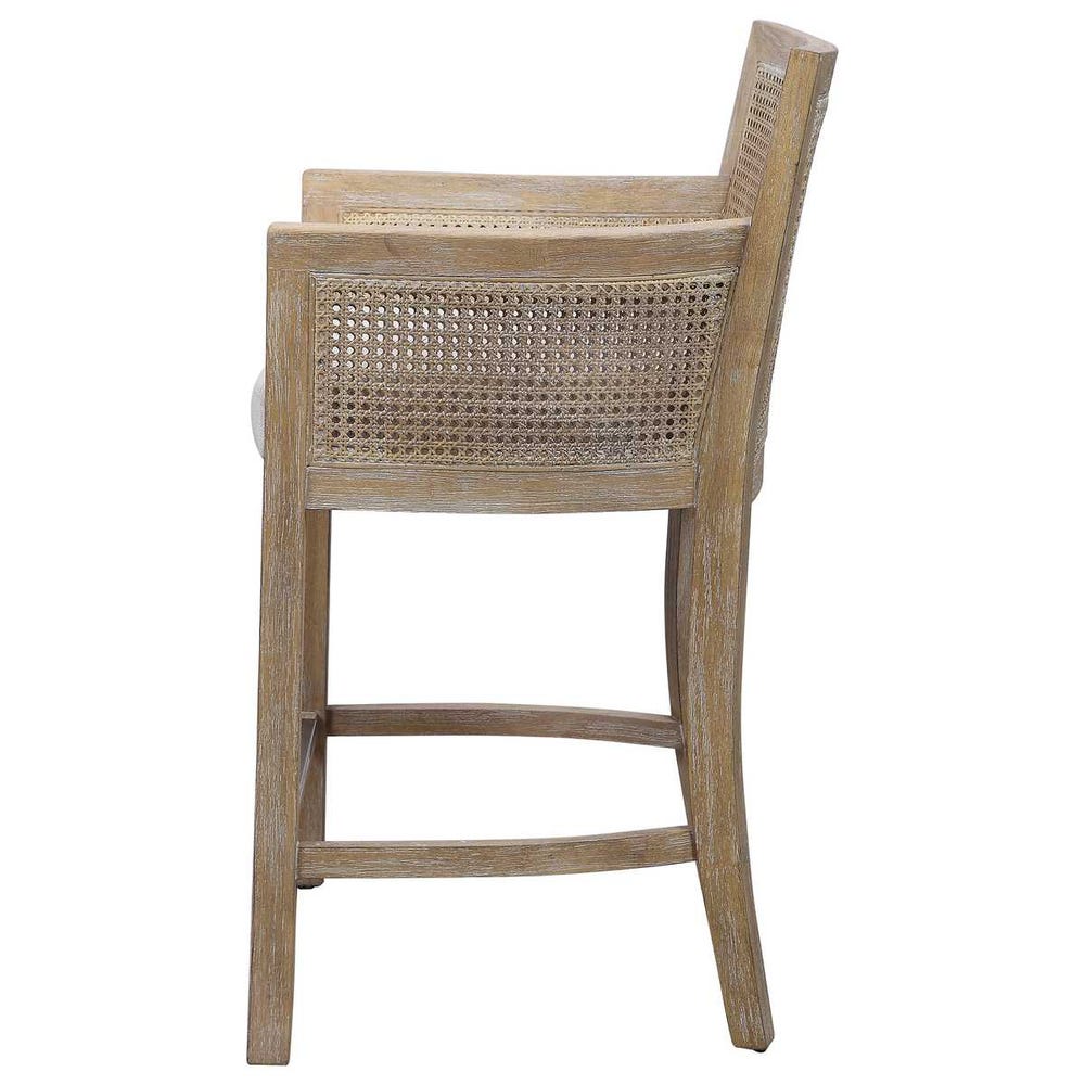 Ennis Off White Polished Nickel Counter Stool