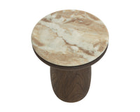 Orula Faux Marble & Brown Oak Concrete Indoor/Outdoor Accent Table