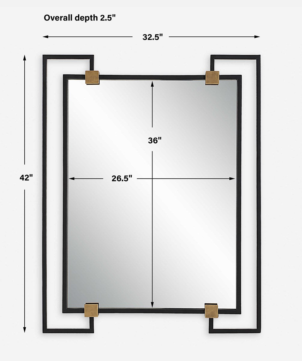 Modern Industrial 42" Black & Gold Mirror