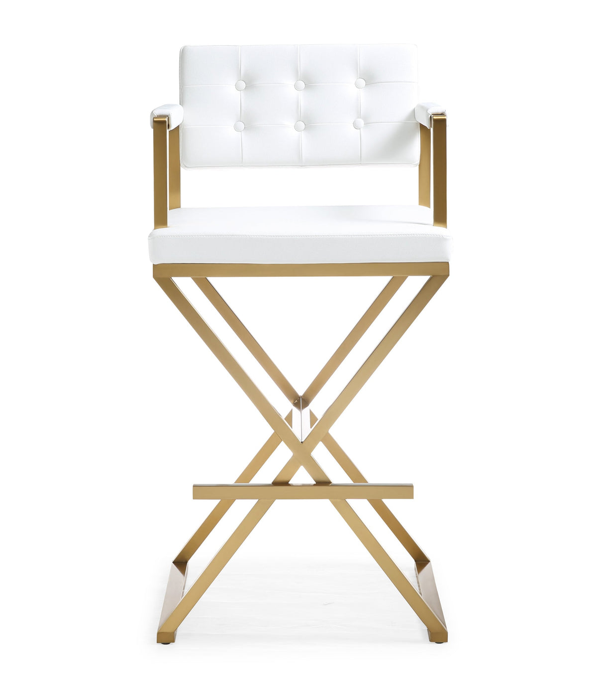Lila White Gold Steel Faux Leather Barstool - Luxury Living Collection