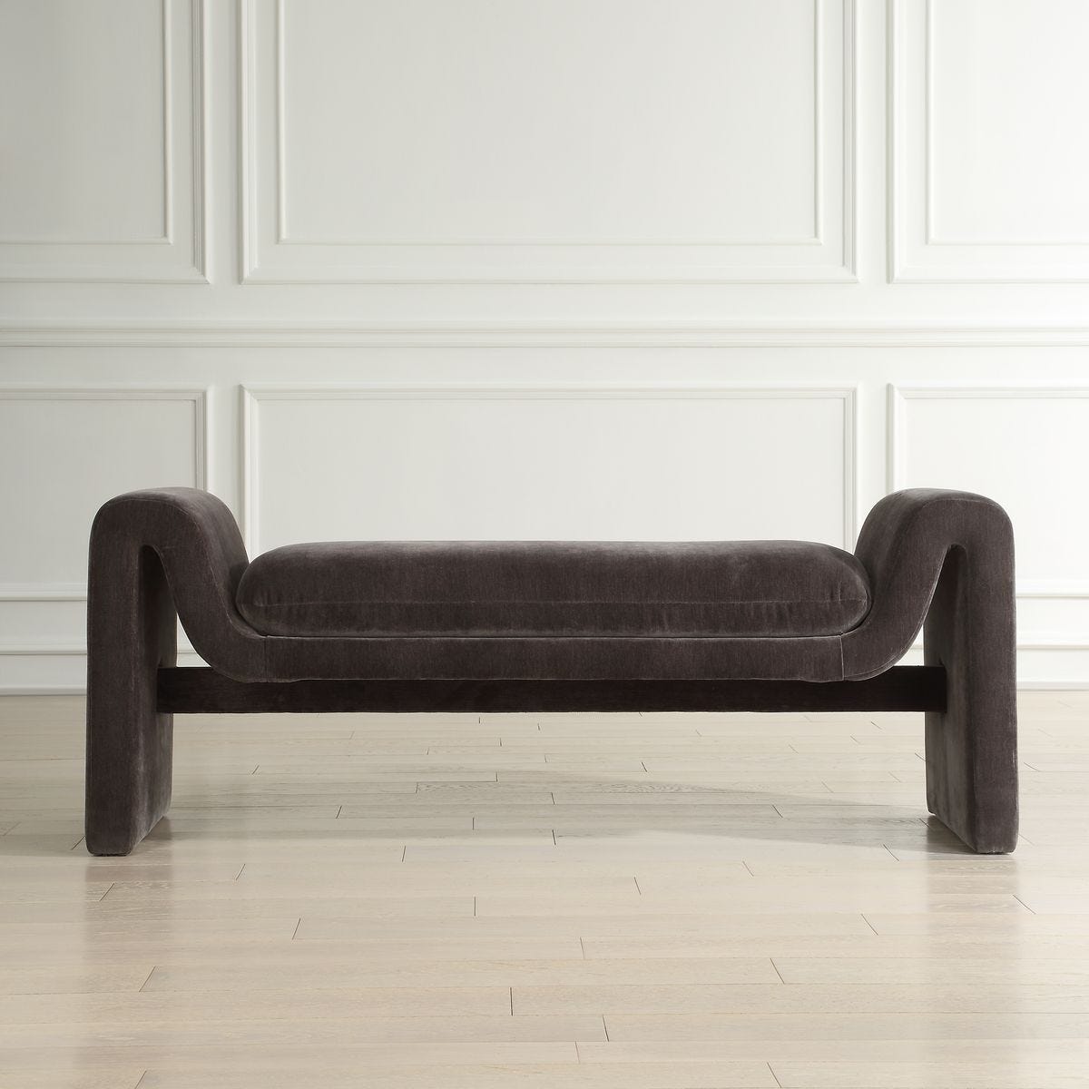 Elara Grey Velvet Bench
