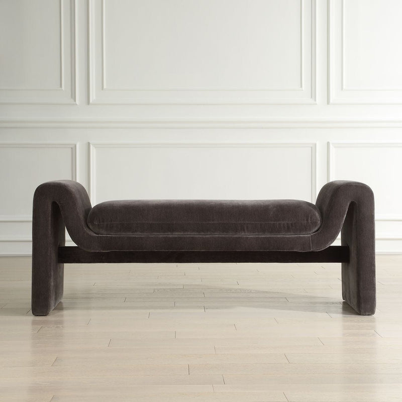 Elara Grey Velvet Bench