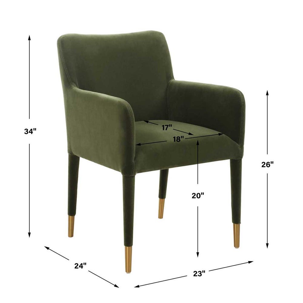 Diara Green Velvet & Gold Dining Arm Chair